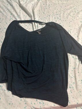 Forever 21 Dark Blue Open-Back Long Sleeve Top
